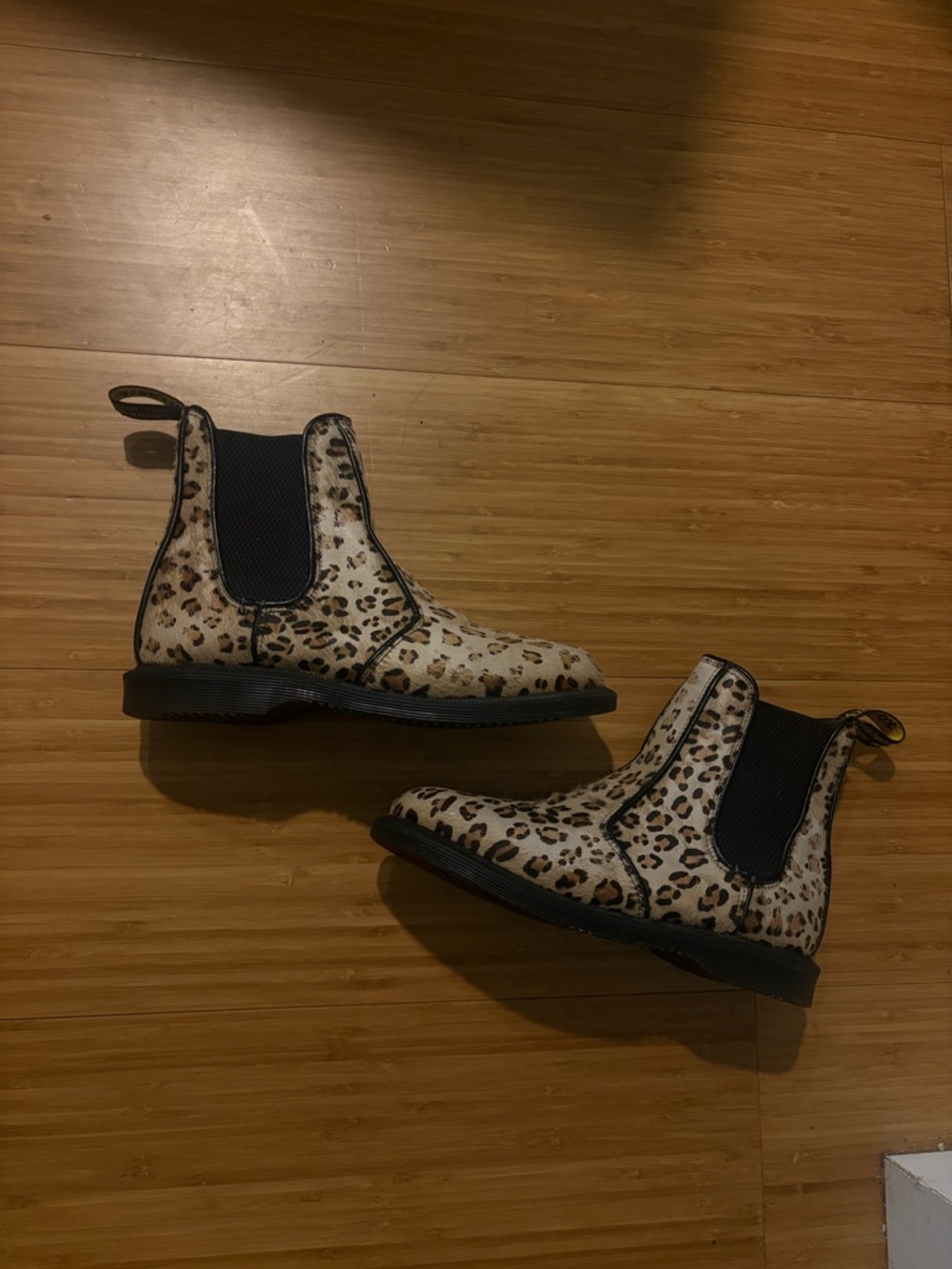 Dr. Martens women’s Leopard Print Chelsea Boots with Black Panels